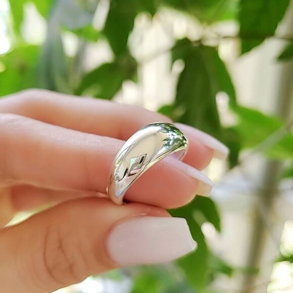 Dome Ring, Sterling Silver Women Ring, Art Deco Ring, Statement Jewelry, Chunky - Picture 2 of 9